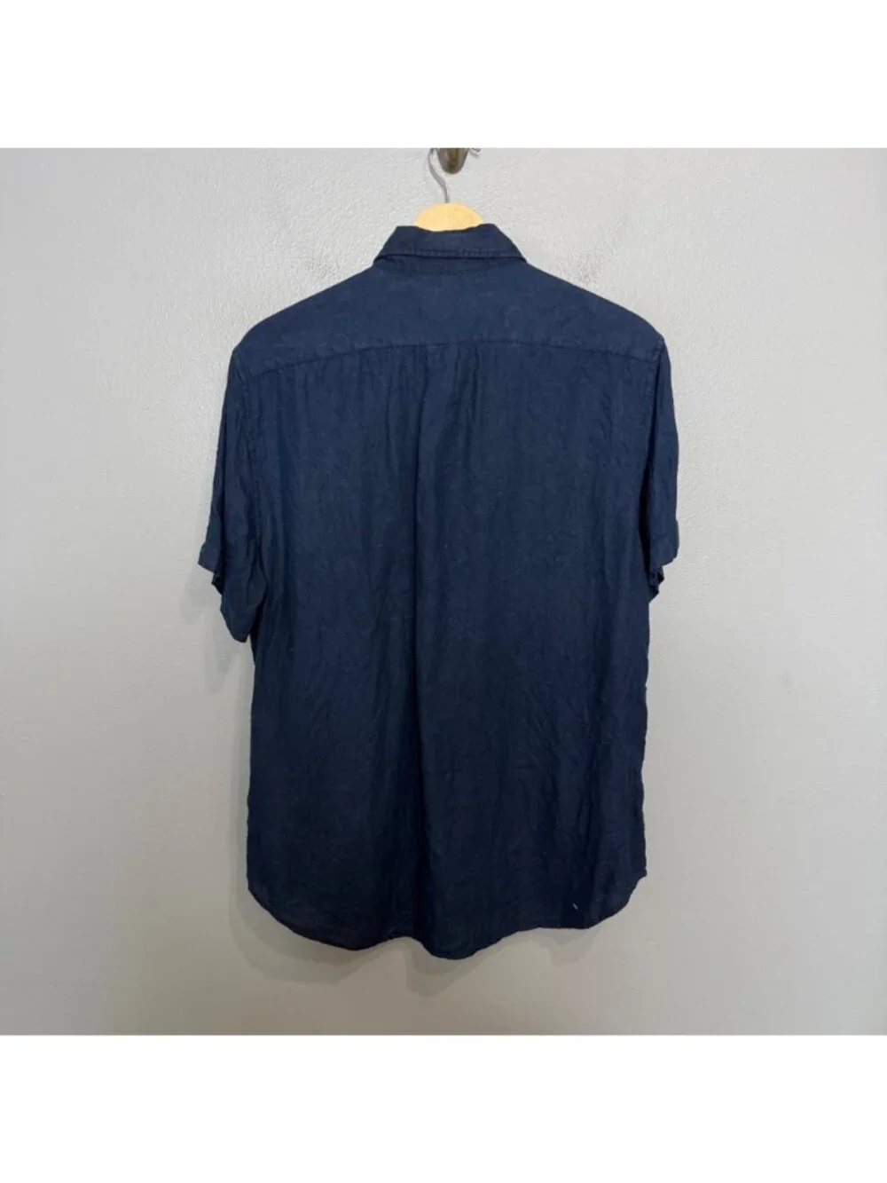 J, CREW baird mcnutt Irish linen slim short sleeve shirt in navy size M
